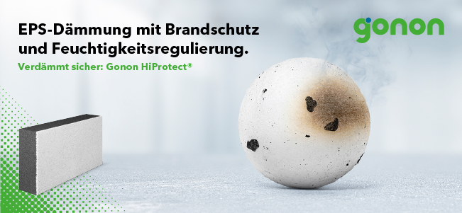 EPS-Dämmung mit Brandschutz und Feuchtigkeitsregulierung: Gonon HiProtect